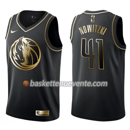 Maillot Basket Dallas Mavericks Dirk Nowitzki 41 Nike Noir Gold Edition Swingman - Homme